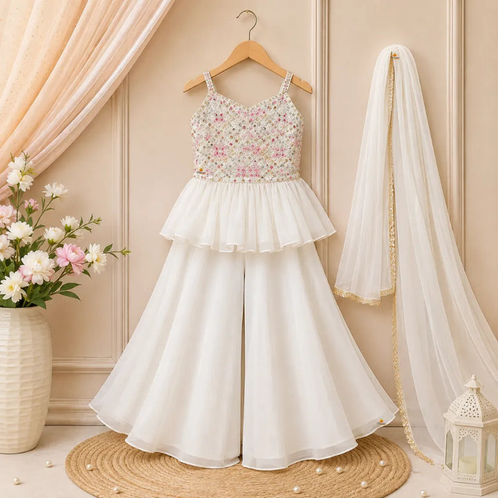 Peplum Girls Palazzo Suit with Dupatta