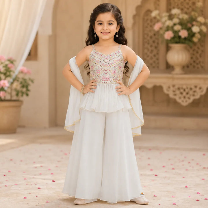 Peplum Girls Palazzo Suit with Dupatta