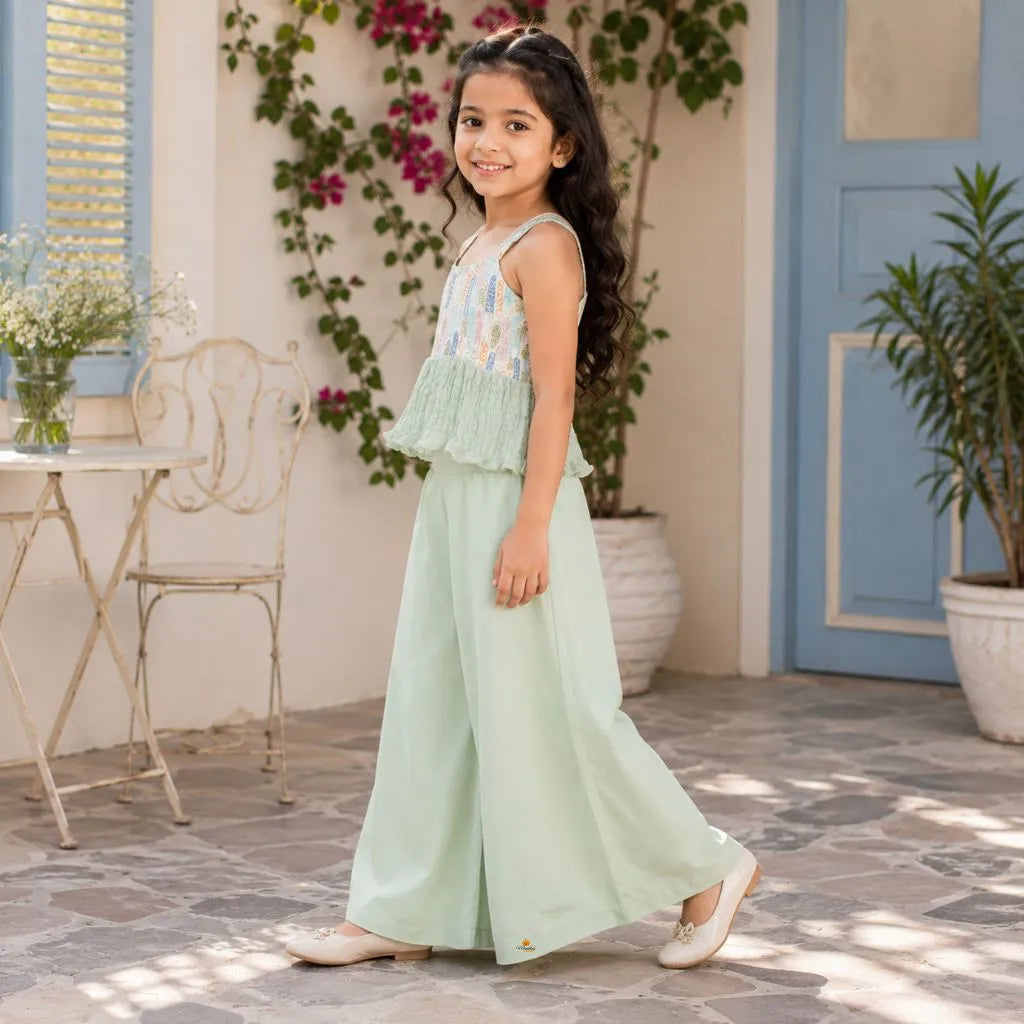 Pista Peplum Palazzo Suit for Girls