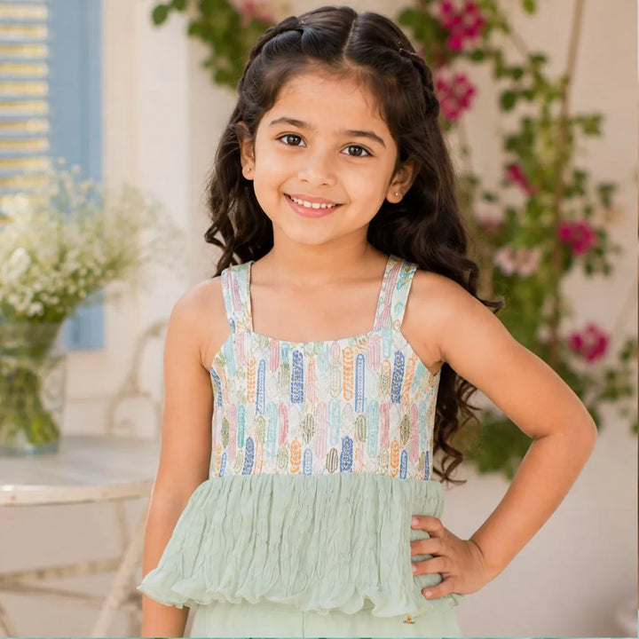 Pista Peplum Palazzo Suit for Girls