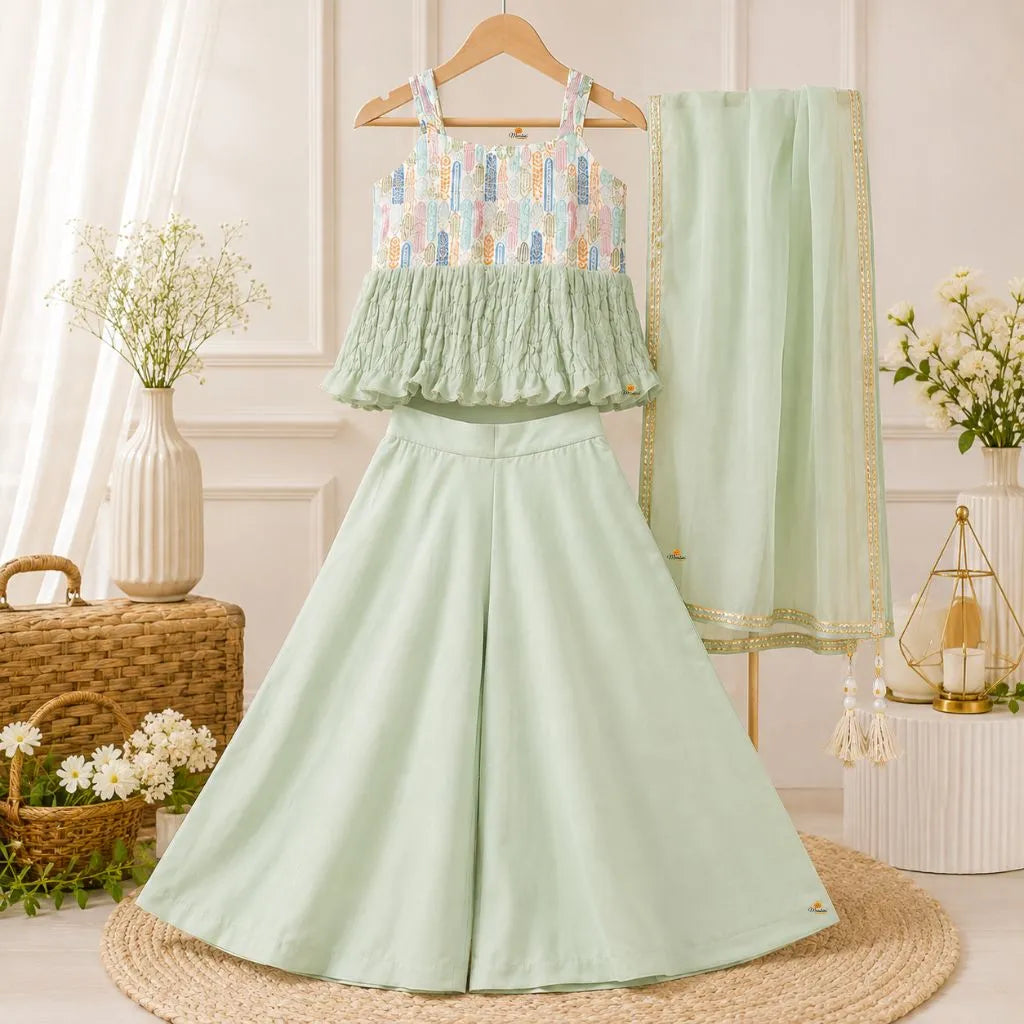 Pista Peplum Palazzo Suit for Girls