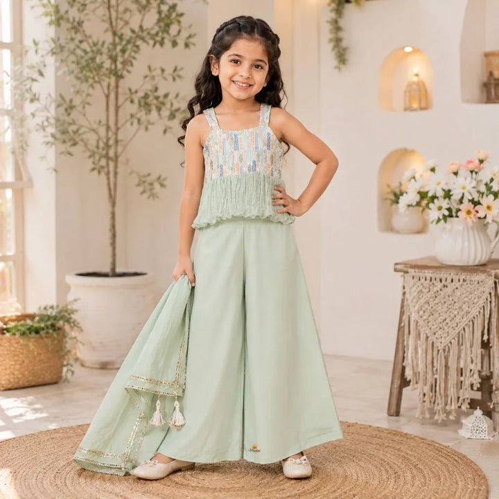Pista Peplum Palazzo Suit for Girls