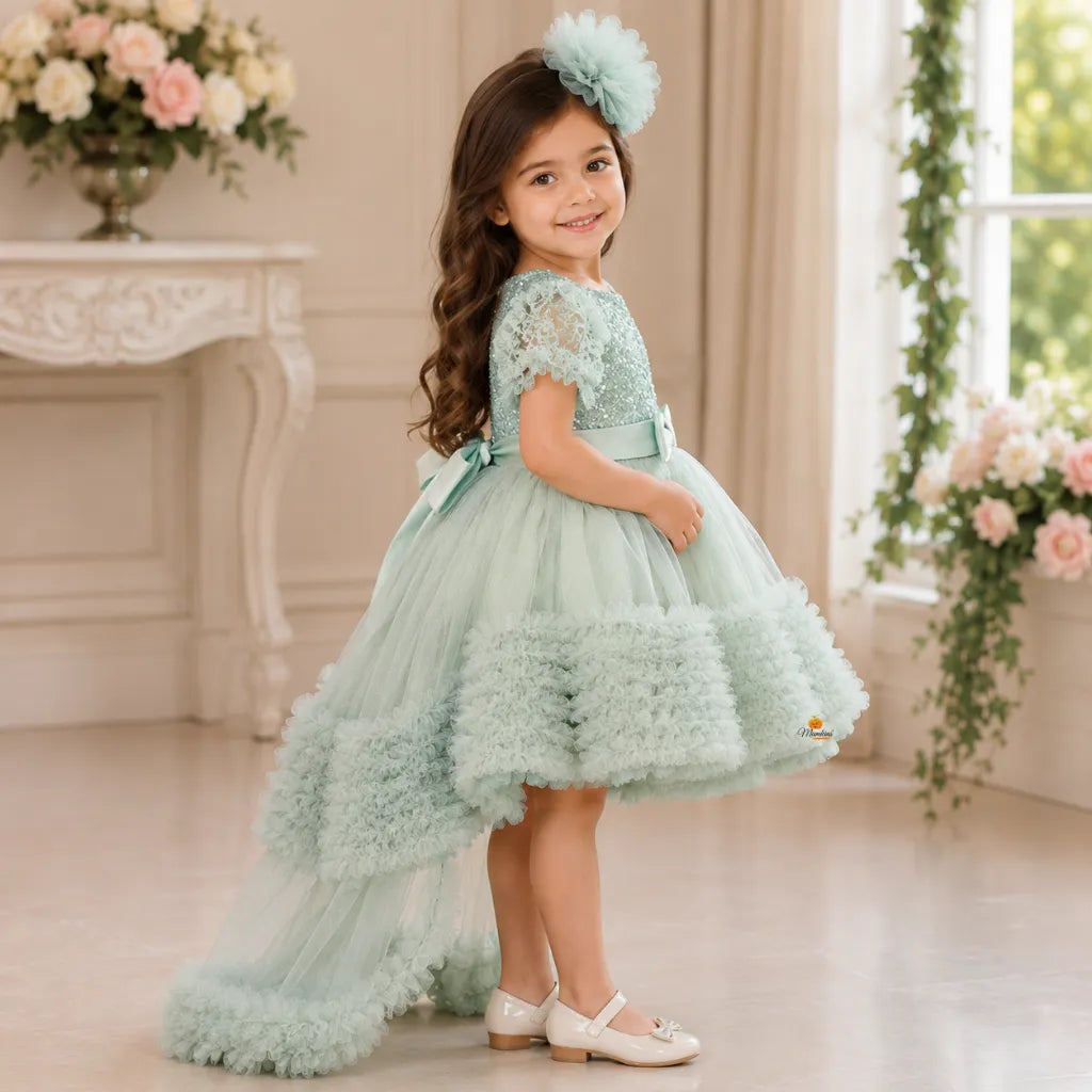 Pista Tail Pattern Frock for Girls