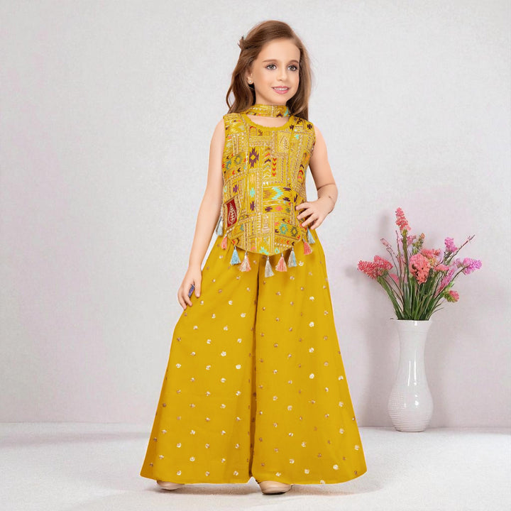 Embroidered Girls Palazzo Suit