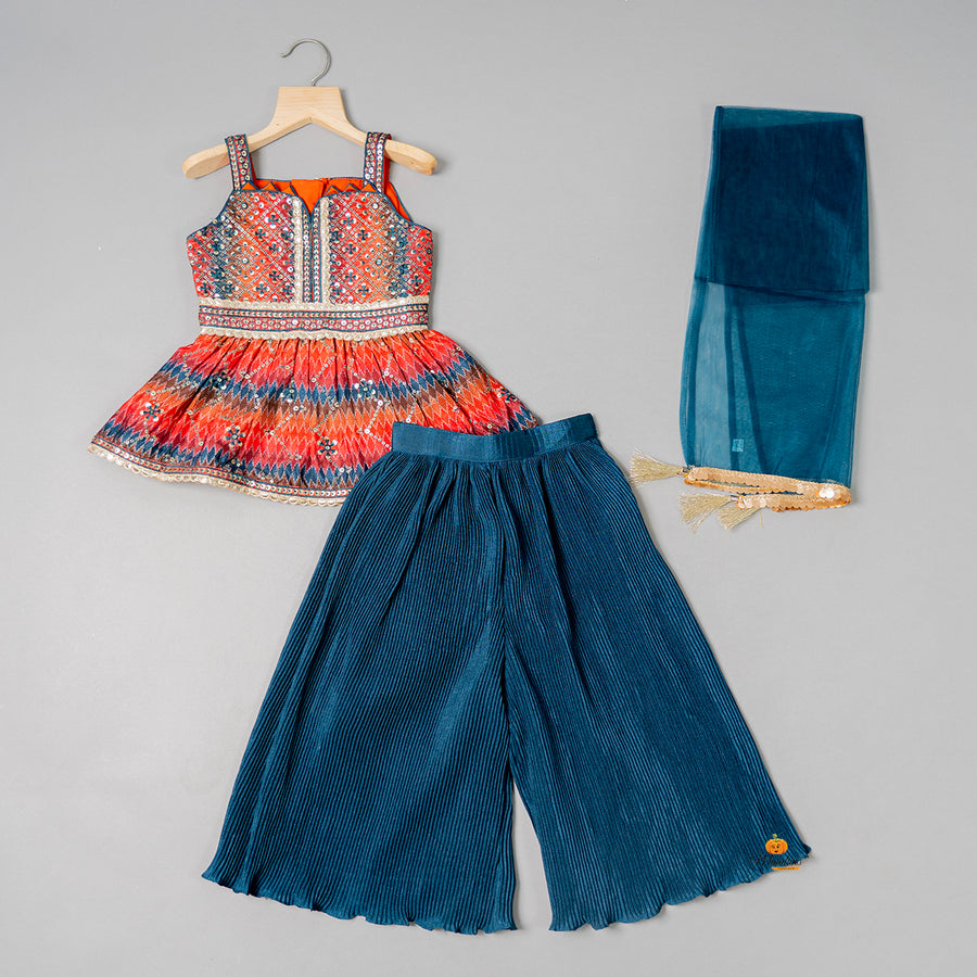 Girls' Woven Design Lehenga Choli Set