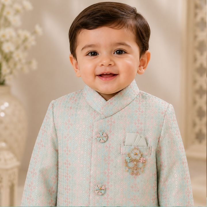 Boys Luxury Jodhpuri Pattern Suit Set for Weddings & Festive Occasions