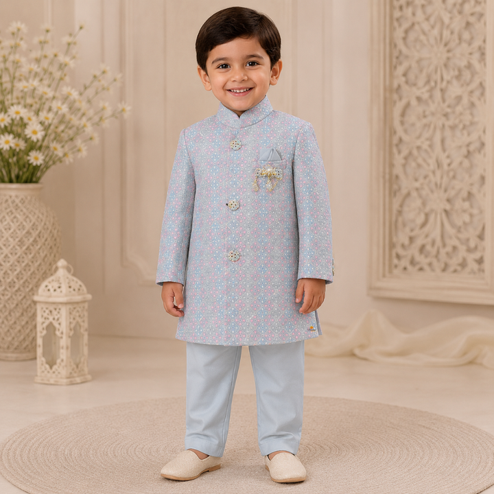 Boys Luxury Jodhpuri Pattern Suit Set for Weddings & Festive Occasions