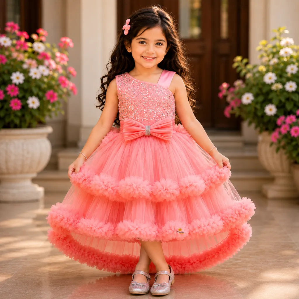 Girls Princess Ruffle Party Dress