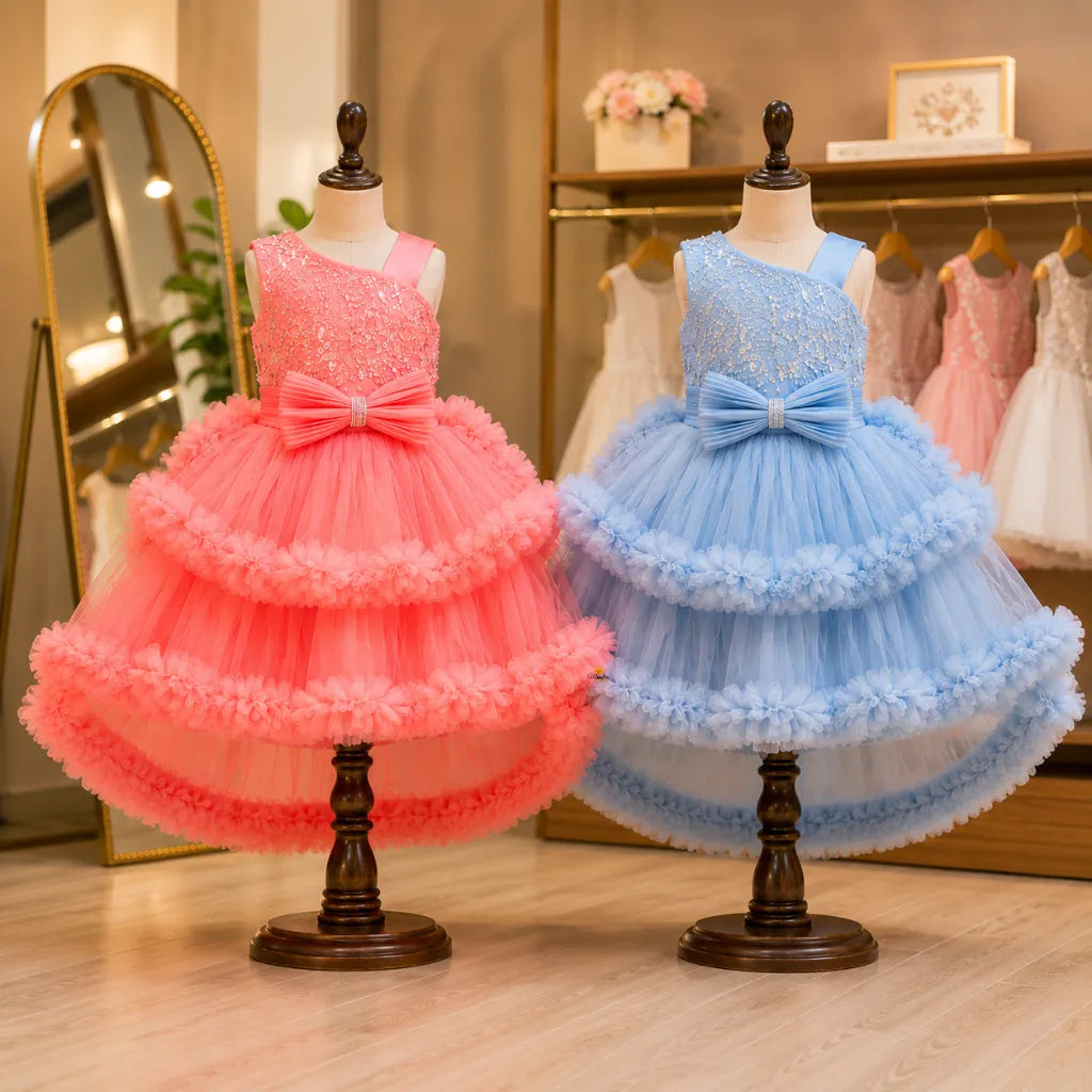 Girls Princess Ruffle Party Dress