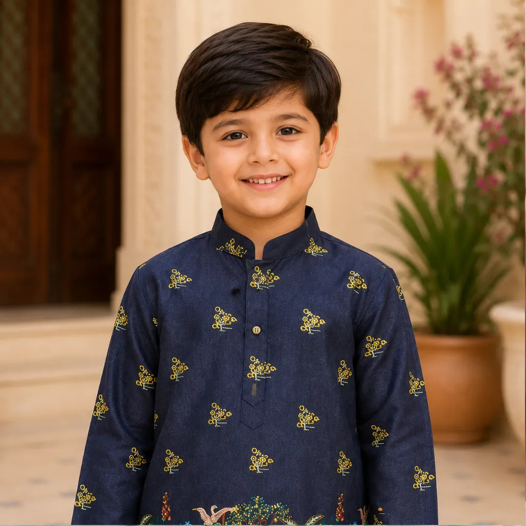 Boys Traditional Printed Kurta Pajama