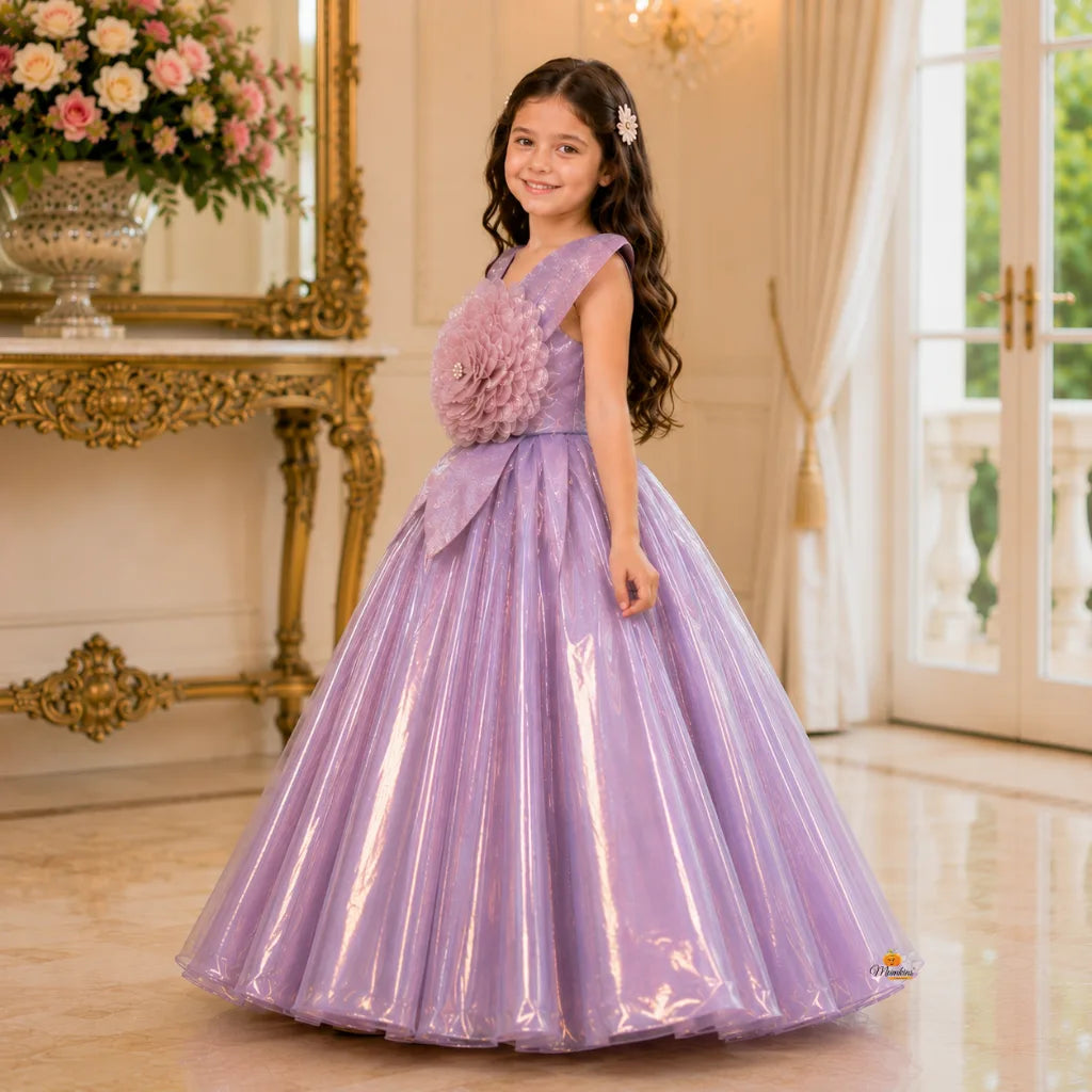 Brown & Purple Party Gown for Girls