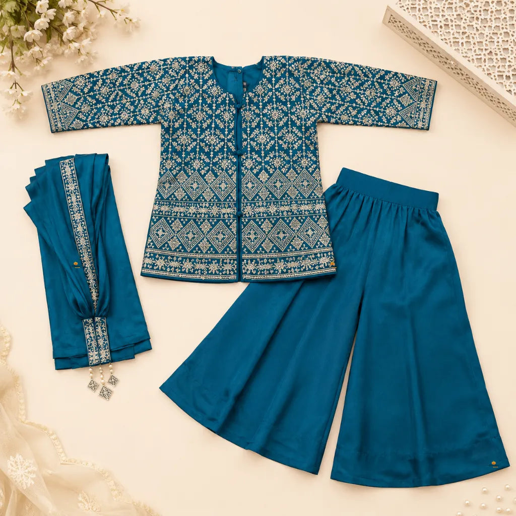 Rama Embroidered Girls Palazzo Suit