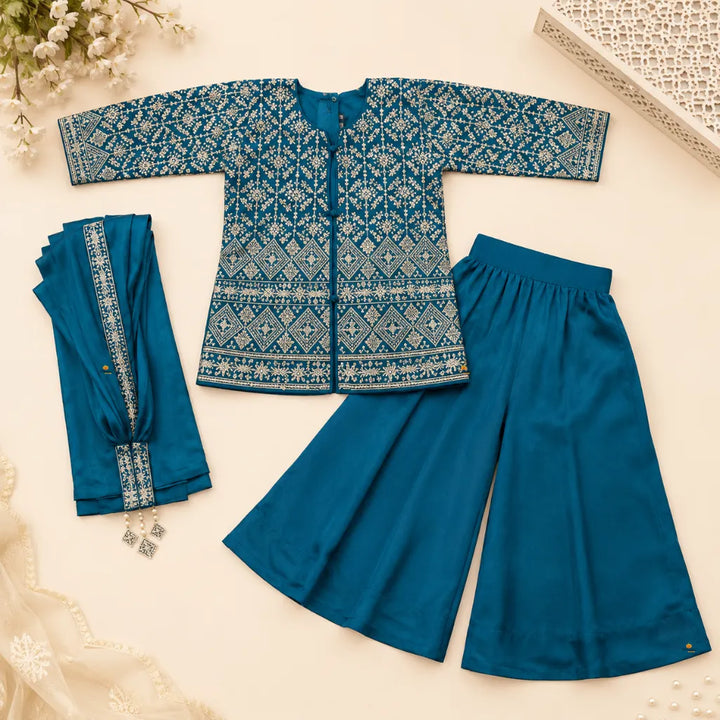 Rama Embroidered Girls Palazzo Suit