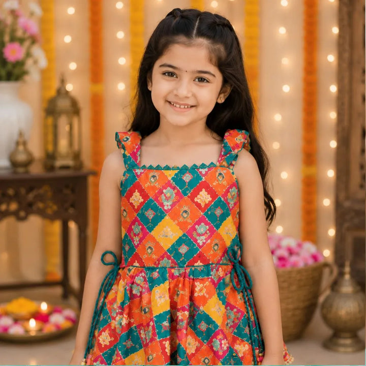 Rama Printed Kurti with Dhoti Set