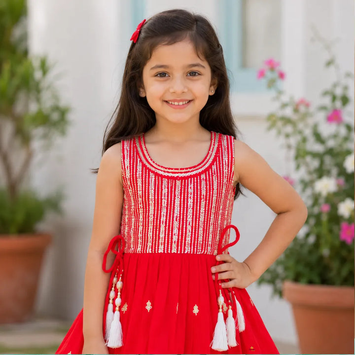 Rani & Yellow Girls Sharara Suit