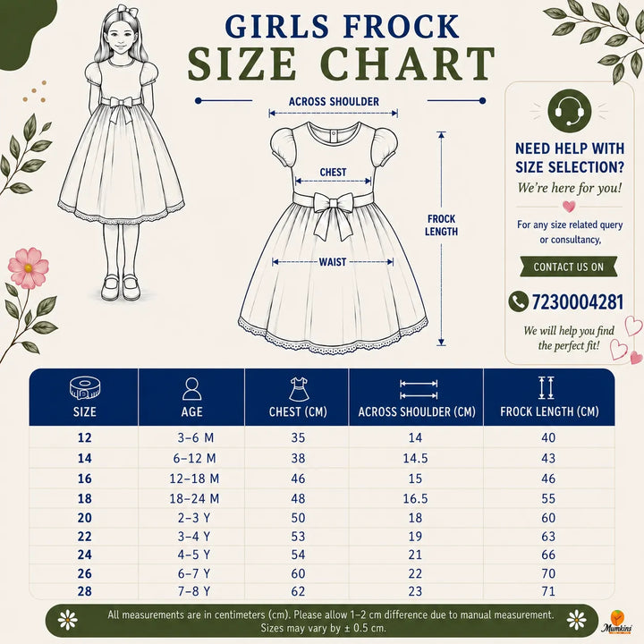 Rani & White Bow Frock for Girls