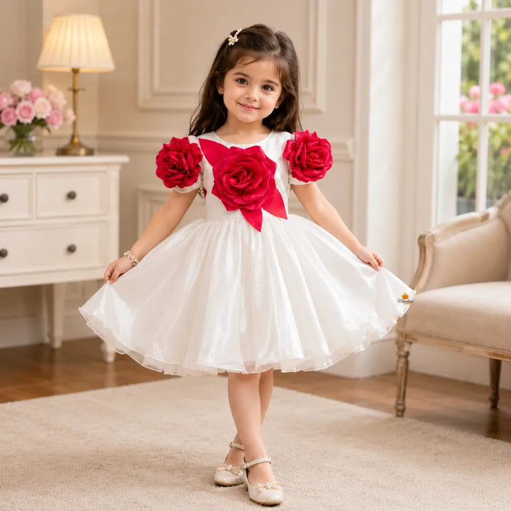 Rose Applique Party Frock for Girls