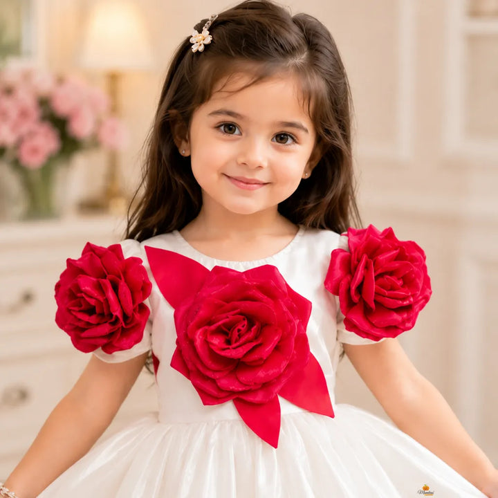 Rose Applique Party Frock for Girls
