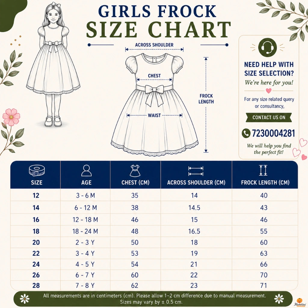 Ruffle & Floral Detailing Frock for Girls
