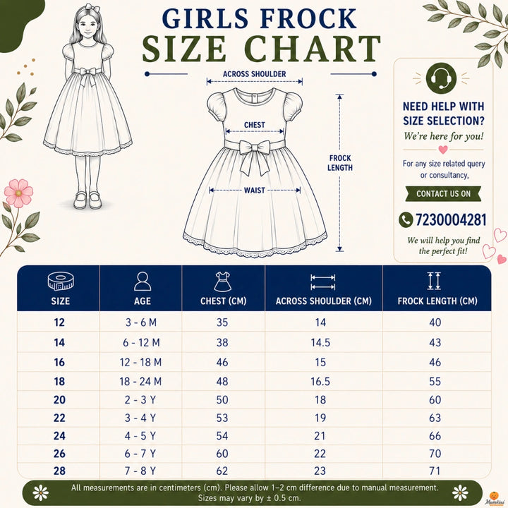 Ruffle & Floral Detailing Frock for Girls