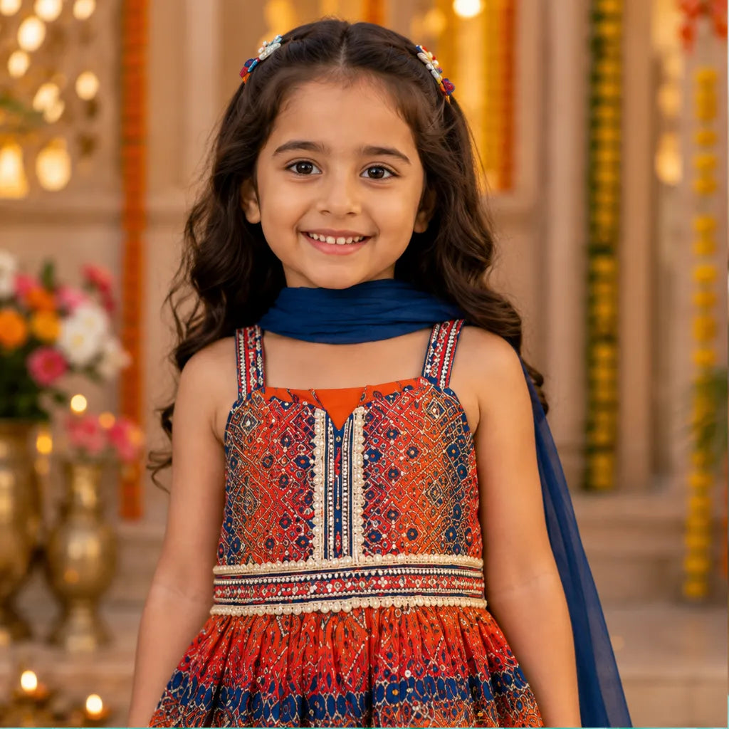 Sequin Embroidered Palazzo Suit for Girls