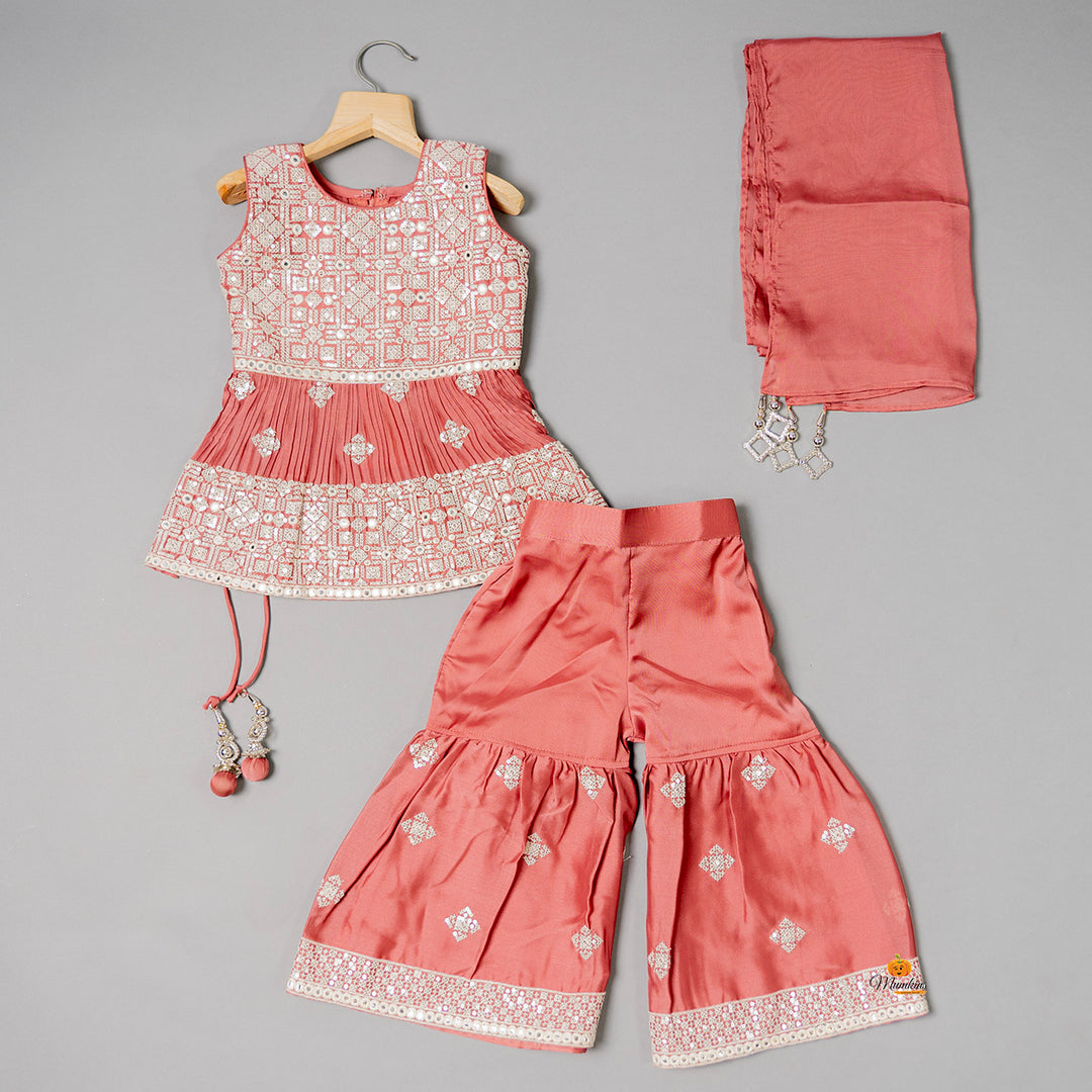 Onion Kurti with Sharara Set for Girls