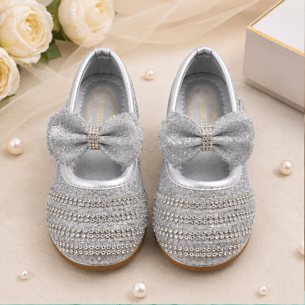 Premium Silver Bellies for Girls with Glitter Bow