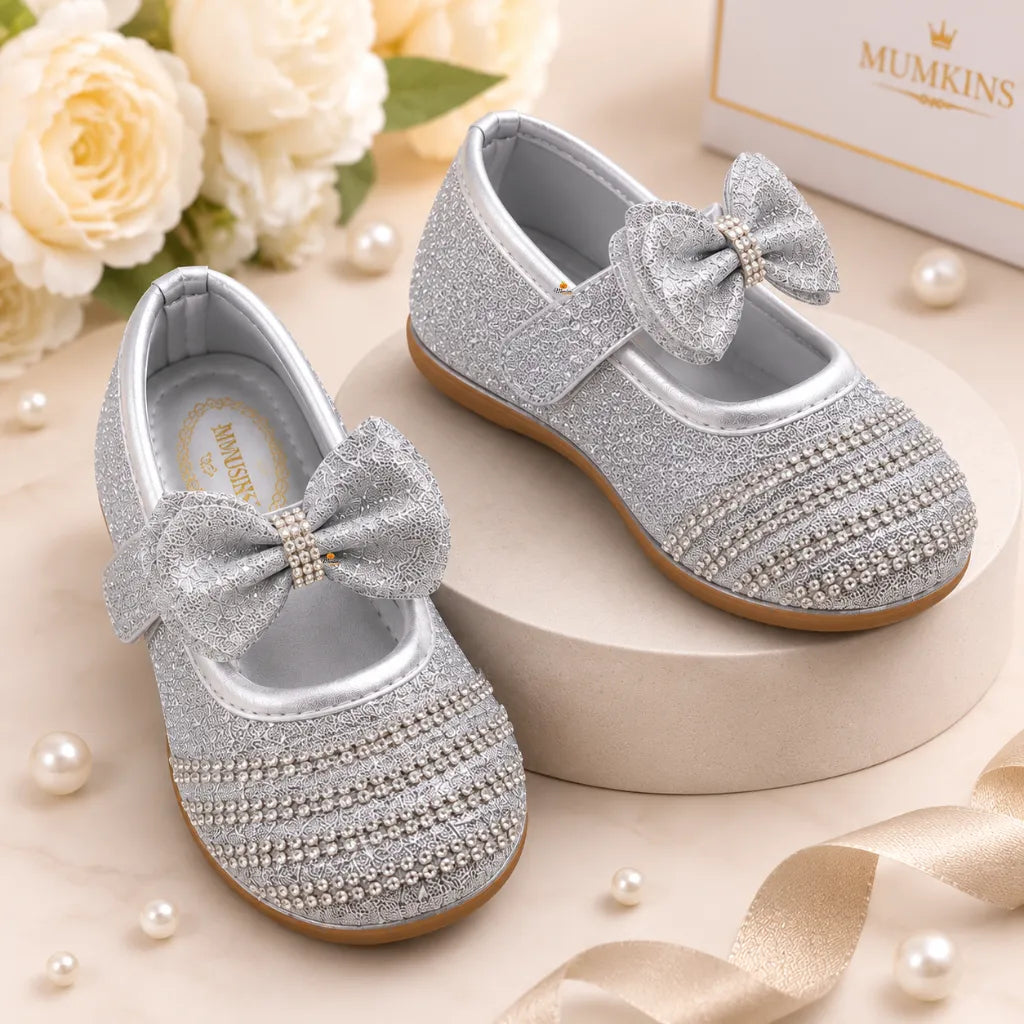 Premium Silver Bellies for Girls with Glitter Bow