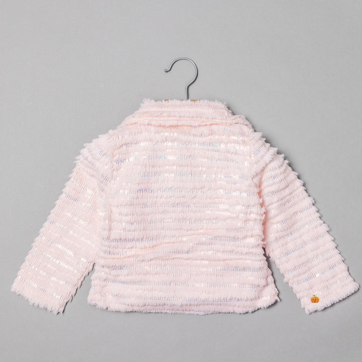Onion Colored Furry Skirt & Top with Jacket for Girls