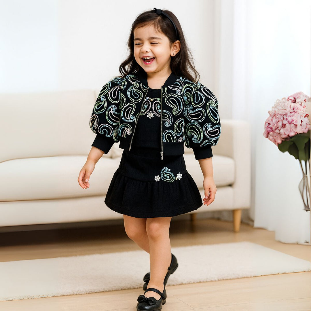 Embroidered Skirt & Top Set for Girls