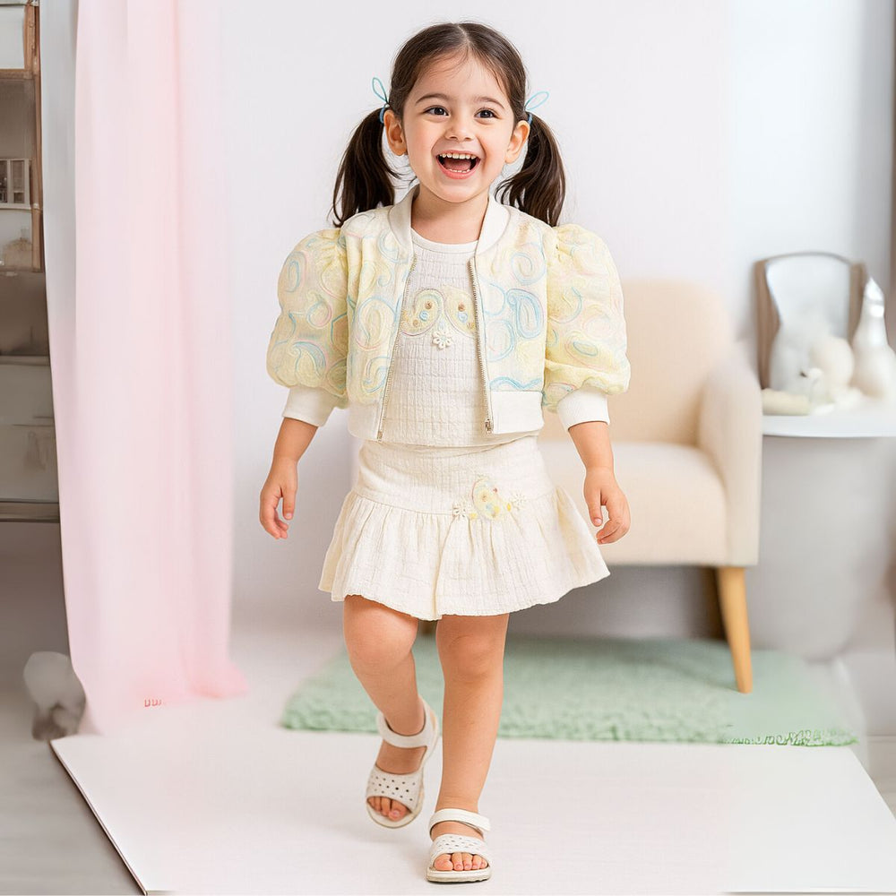 Embroidered Skirt & Top Set for Girls
