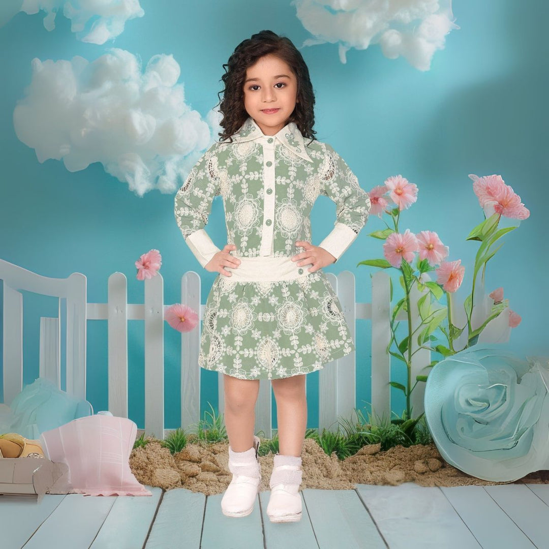 Green Skirt Top for Girls 