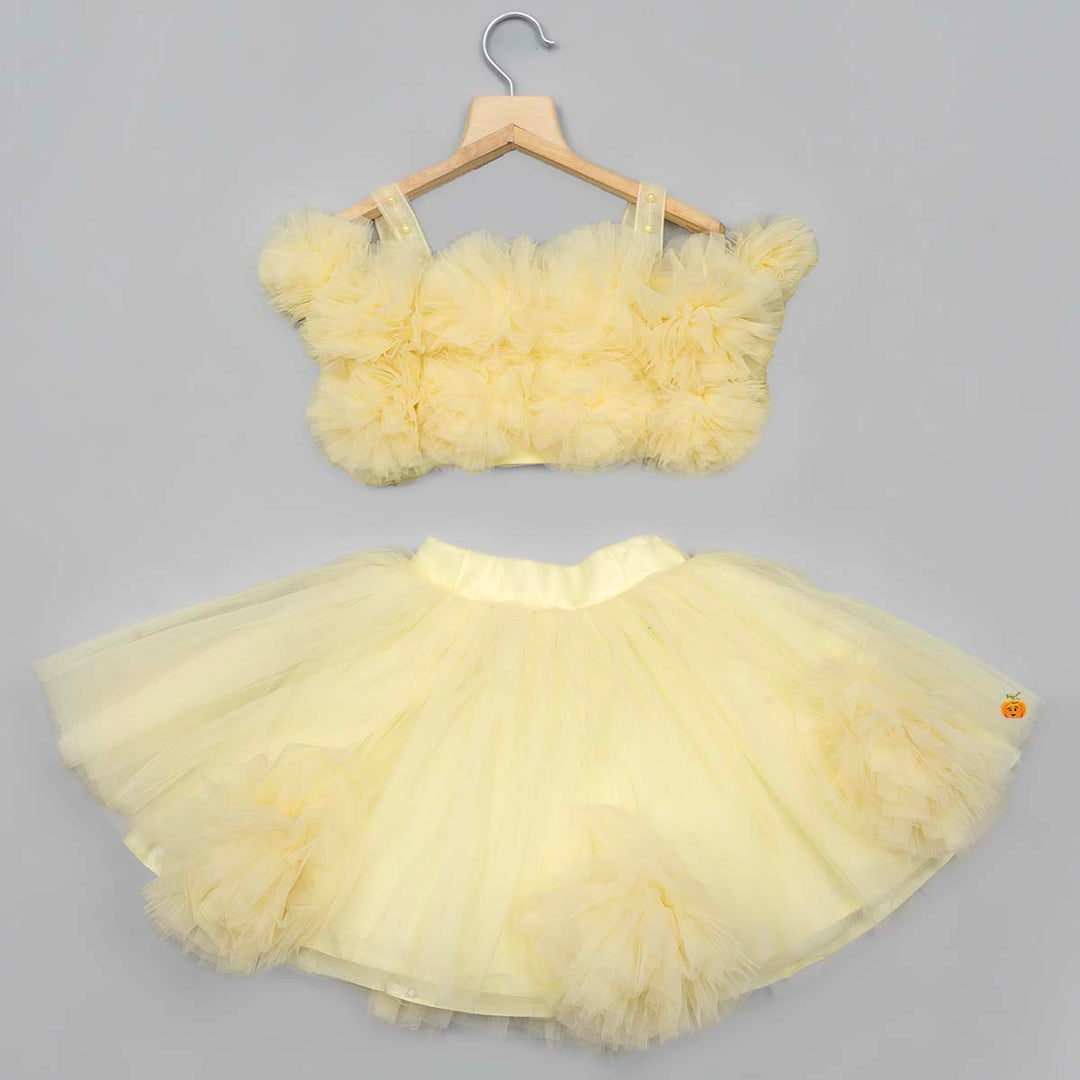 Lemon Pink Net Lehenga Choli for Girls