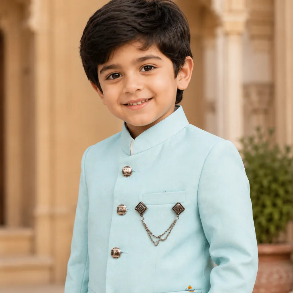 Sky Blue Jodhpuri Suit for Boys