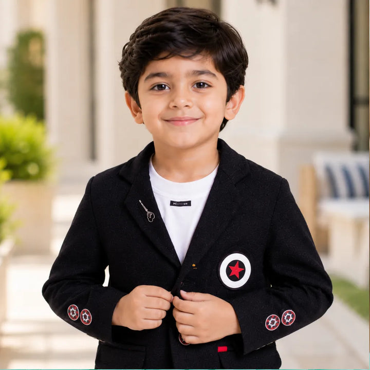 Solid Black Boys Suit with T-shirt