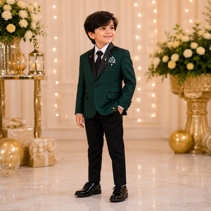 Solid Dark Green Boys Tuxedo