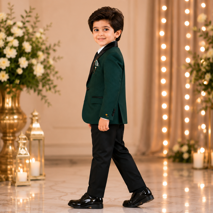 Solid Dark Green Boys Tuxedo