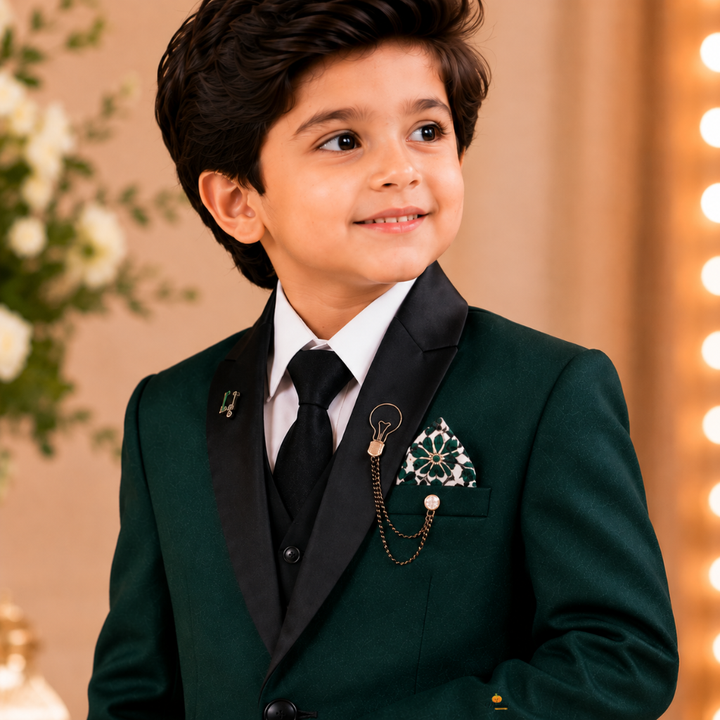 Solid Dark Green Boys Tuxedo