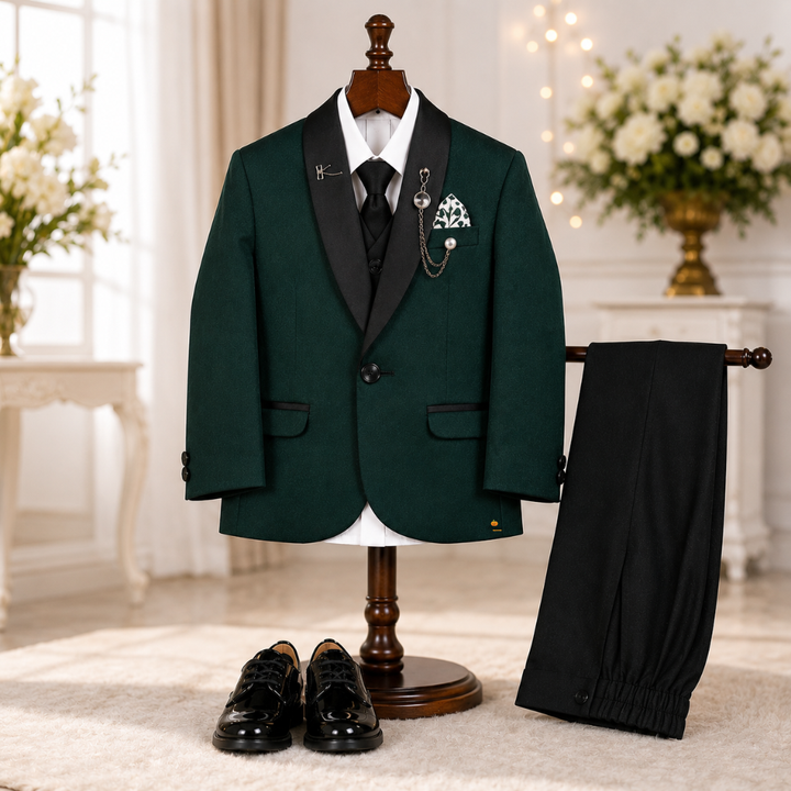 Solid Dark Green Boys Tuxedo