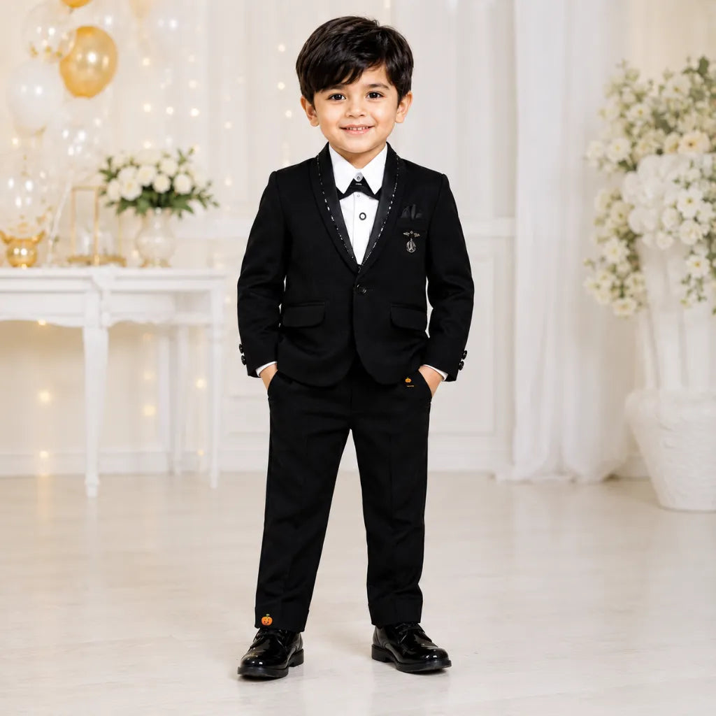 Solid Design Black Boys Tuxedo