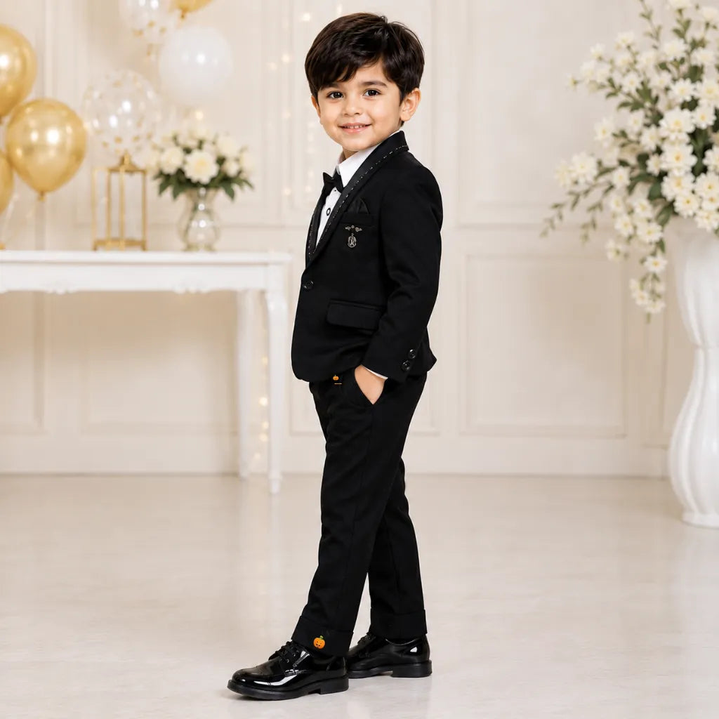 Solid Design Black Boys Tuxedo