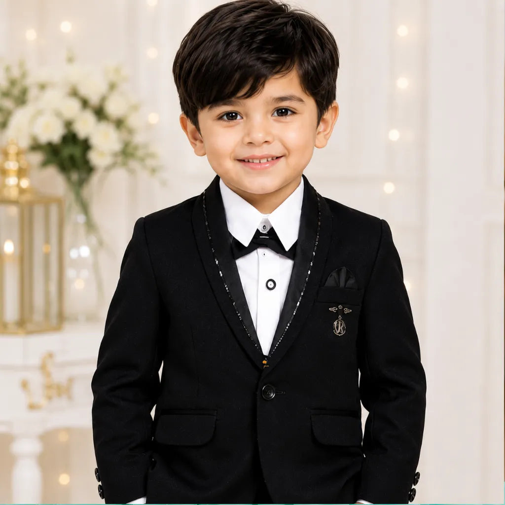Solid Design Black Boys Tuxedo