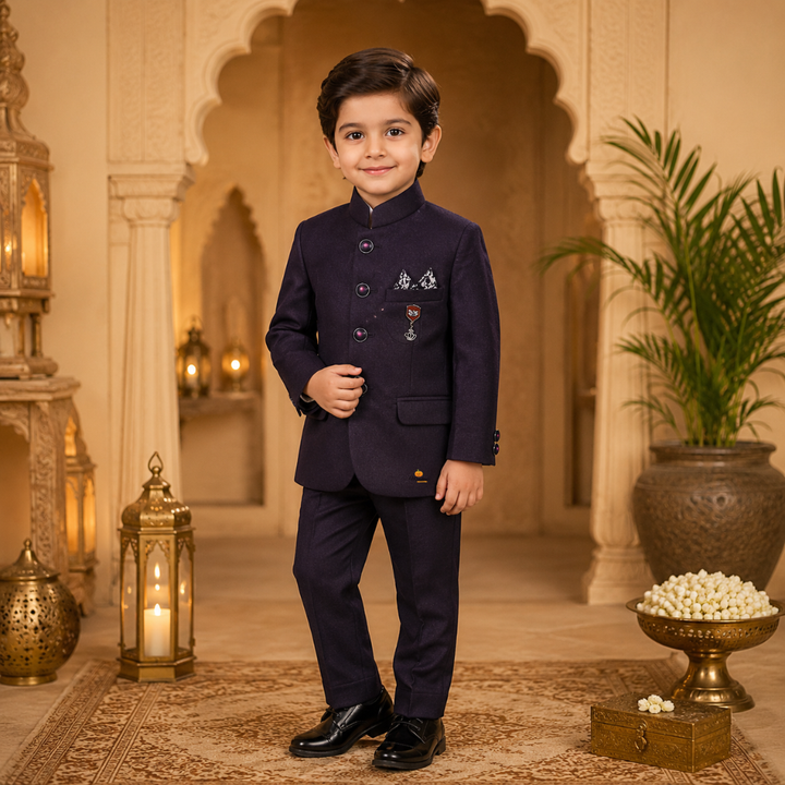Blue & Wine Jodhpuri Suits For Boys