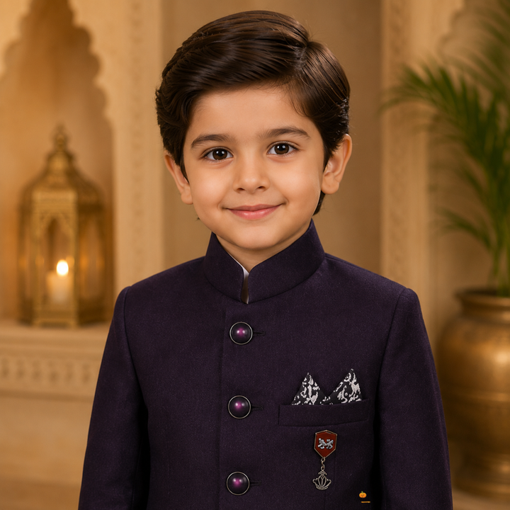 Blue & Wine Jodhpuri Suits For Boys