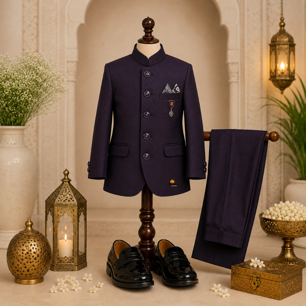 Blue & Wine Jodhpuri Suits For Boys