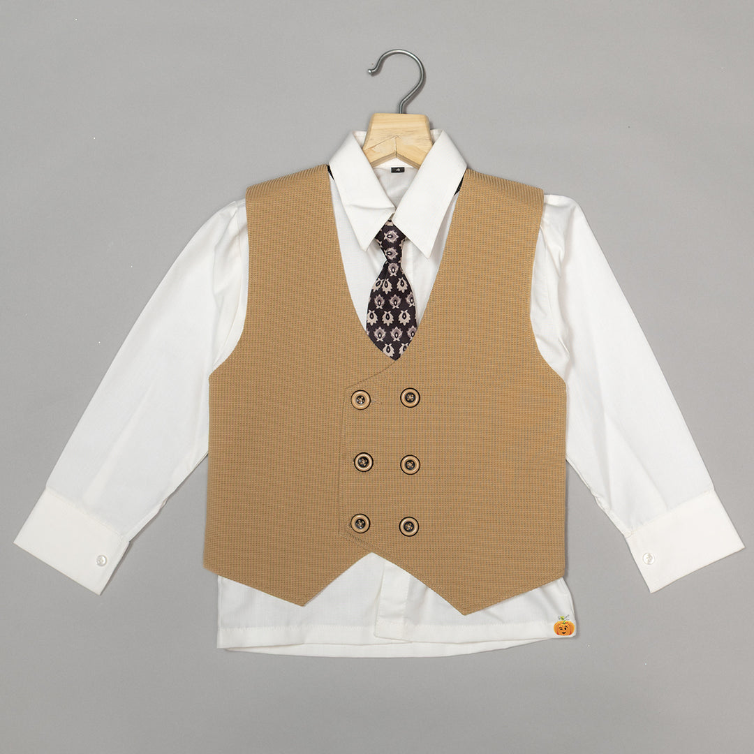 Fawn Tuxedo Suit for Boys with Tie