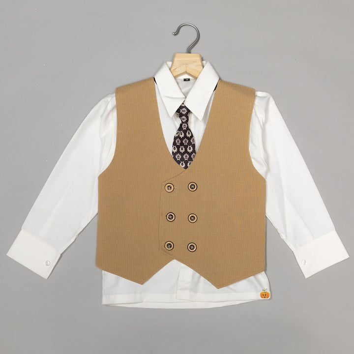 Fawn Tuxedo Suit for Boys with Tie