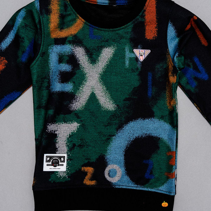 Black Typography Print Boys T-shirt Close Up 