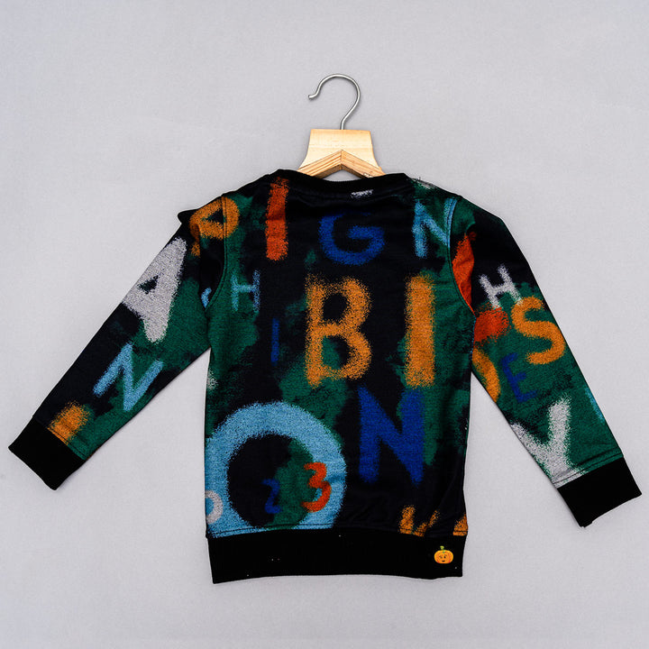 Black Typography Print Boys T-shirt Back 