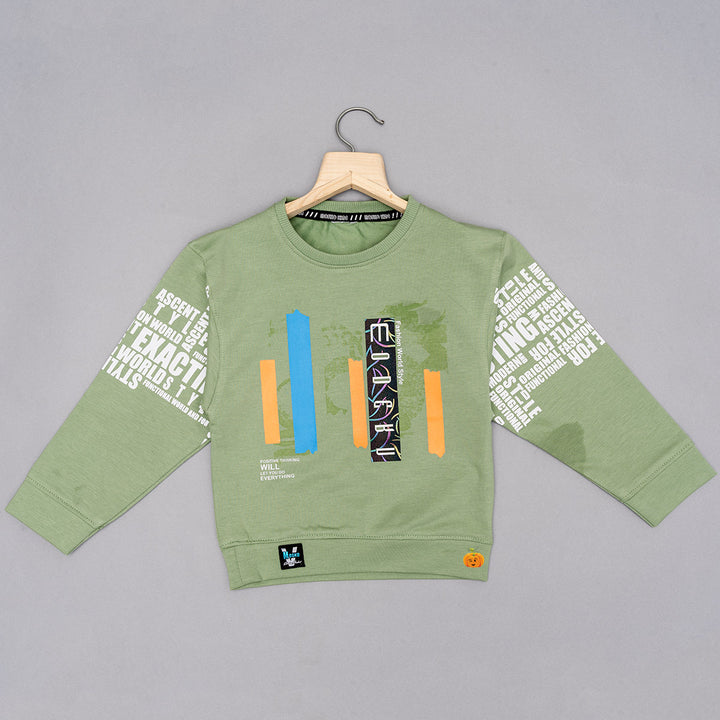 Green Round Neck T-shirt for Boys Front 